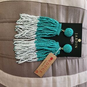 Jardin turquoise beaded dangle earrings